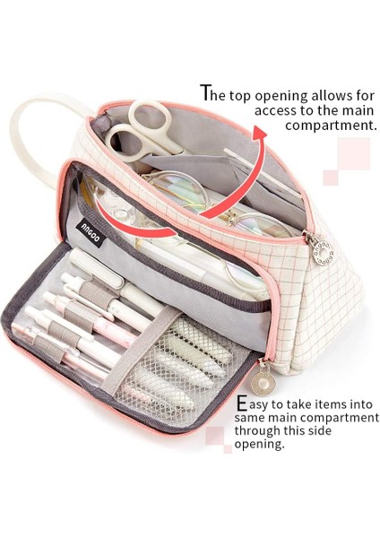 Houndstooth Siyah Stil Angoo [özel] Karelı Kalem Kalem Kutusu, Çoklu Yuva Izgaralı Büyük Depolama Çantası, Organizatör Kırtasiye Kozmetik Öğrenci Okul Hediye F443 (Yurt Dışından) indirimleri