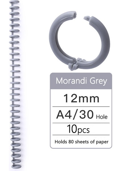 Morandi Gri Tarzı Kw-Trio Lastik 30 Delikli Gevşek Yaprak Ciltleme Halkaları Kombe Kapasitesi Için Dıy Kağıt Defter Albümü (Yurt Dışından)