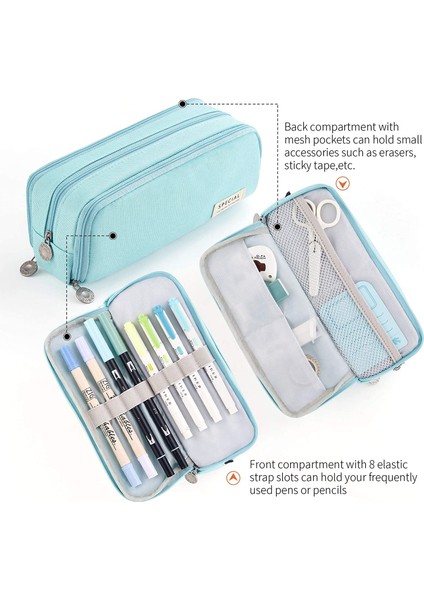 Siyah Stil Okul Için En Iyi Hediye Kawaii Kalem Kutusu Sevimli Kore Kırtasiye Kalem Kutusu Saklama Çantası - Çok Katmanlı Tuval Kalem Çantası (Yurt Dışından) fırsatları