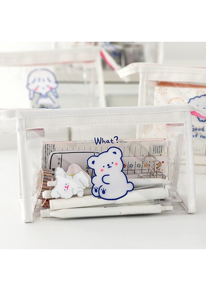 No.5 Tarzı Sevimli Ayı Hayvan Şeffaf Kalem Kutusu Ofis Için Büyük Kapasiteli Kalem Çantası Malzeme Escolar Kawaii Kırtasiye Okul Malzemeleri (Yurt Dışından) fırsatları