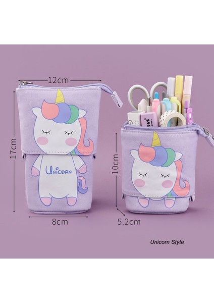 Tek Boynuzlu At Tarzı Sevimli Kedi Kalem Kutusu Kawaii Kalem Kutusu Teleskopik Kalem Tutucu Okul Malzemeleri Öğrenci Kırtasiye Kız Okul Seti Trousse Scolaire (Yurt Dışından)
