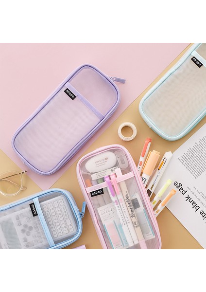 Açık Mavi Tarzı 1 Adet Angoo Şeffaf File Kalem Kutusu Kalem Çantası Yaz Dondurma Renkli Depolama Kılıfı Organizatör Okul Seyahat Için F452 (Yurt Dışından) fiyatları