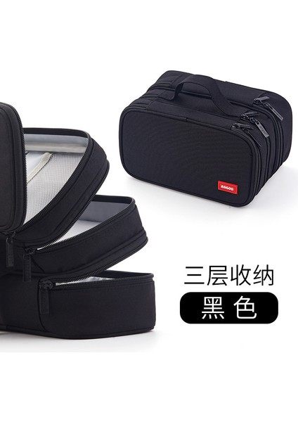 Siyah Stil Angoo Taşınabilir Çok Bölgeli Büyük Kalem Kutusu Kalem Tutucu Kalem Çantası Sevimli Kalem Kutusu Depolama Kılıfı Okul Malzemeleri Kırtasiye Için (Yurt Dışından)