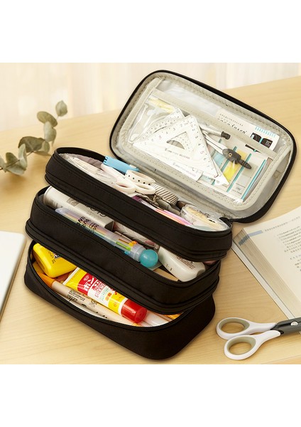 Siyah Stil Angoo Taşınabilir Çok Bölgeli Büyük Kalem Kutusu Kalem Tutucu Kalem Çantası Sevimli Kalem Kutusu Depolama Kılıfı Okul Malzemeleri Kırtasiye Için (Yurt Dışından) fırsatları