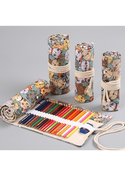 Açık Sarı Stil Delikli Rulo Okul Kalem Kutusu Sevimli Büyük Kalemlik Kawaii Tuval Kalem Çantası - Kızlar ve Erkekler Için Şirin Kırtasiye Kutusu (Yurt Dışından)