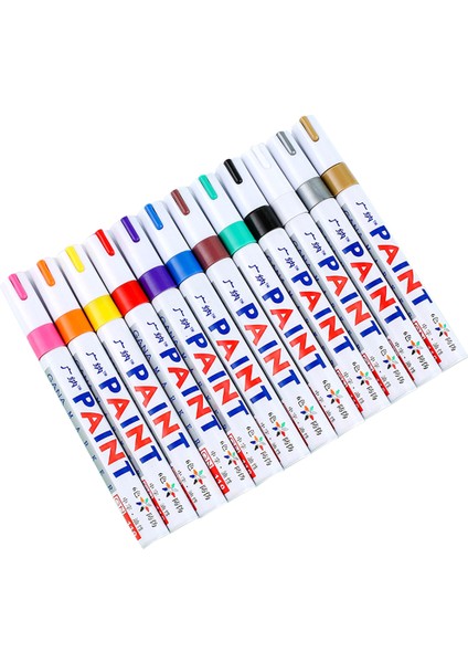 Mavi-6 Adet Tarzı 6 Adet Renkli Kalıcı Boya Kalemi Su Geçirmez Beyaz Kalemler Lastik Tekerlek Kauçuk Kumaş Boya Metal 12 Renk Boya Kalem Pens (Yurt Dışından)