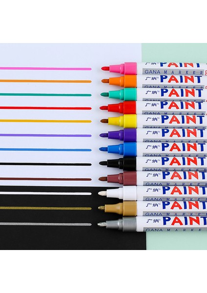 Mavi-6 Adet Tarzı 6 Adet Renkli Kalıcı Boya Kalemi Su Geçirmez Beyaz Kalemler Lastik Tekerlek Kauçuk Kumaş Boya Metal 12 Renk Boya Kalem Pens (Yurt Dışından)