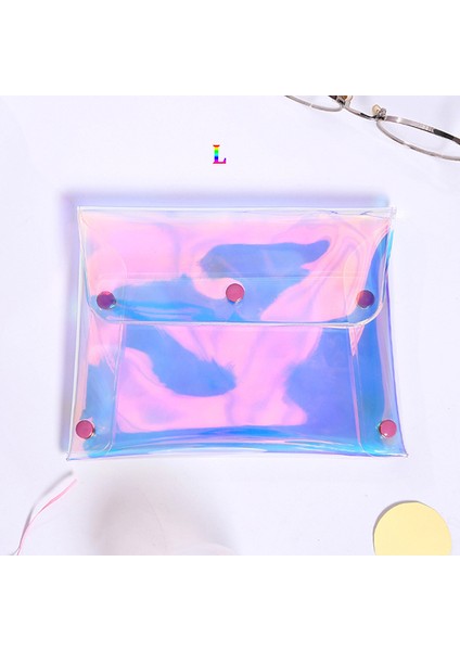 L Tarzı Şeffaf Kalem Kutusu Madeni Para Cüzdanı Kadın Cüzdanı Lazer Pvc Mini Fermuarlı Cüzdanlar Kılıf (Yurt Dışından)