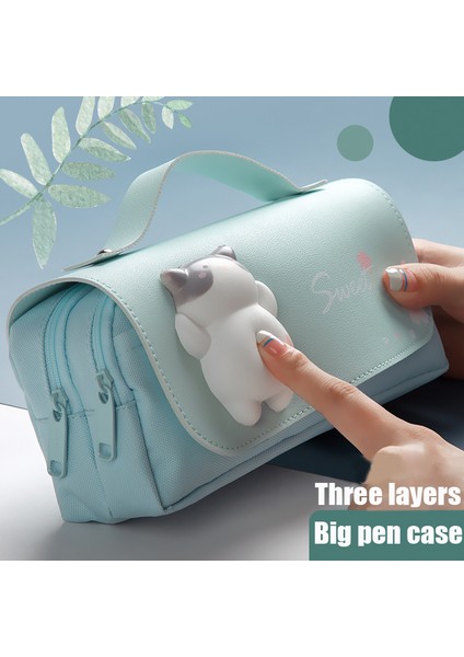 Astronot Tarzı Sevimli Kedi Tasarımı Çift Katmanlı Kalem Kutusu Okul Kılıfı (Yurt Dışından) modelleri