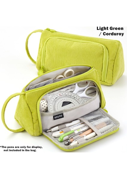 Yeşil Kadife Stili Angoo [özel] Izgara Kalem Kalem Kutusu, Çoklu Yuva Ekose Depolama Çantası, Büyük Kılıf Organizatörü Için Kozmetik Öğrenci A6443 (Yurt Dışından)