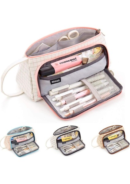 Yeşil Kadife Stili Angoo [özel] Izgara Kalem Kalem Kutusu, Çoklu Yuva Ekose Depolama Çantası, Büyük Kılıf Organizatörü Için Kozmetik Öğrenci A6443 (Yurt Dışından) fiyatları