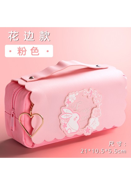 Hua Bian Pembe Tarzı Kawaii Tuval Üç Katlı Kalem Fırça Kılıfı Kocaman Kapasiteli Kalem Kutusu Hediye Malzemeler Okul Kırtasiye (Yurt Dışından)