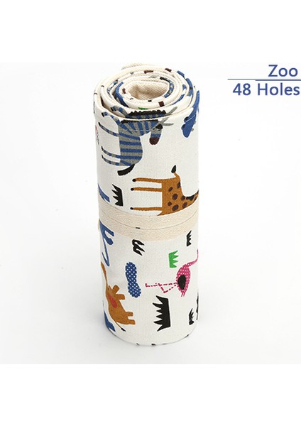 Hayvanat Bahçesi 48 Tarzı Yaratıcı Delikli Renkli Kalem Kutusu Tuval Rulo Kılıf Makyaj Kozmetik Fırça Kalem Depolama Kutusu Çanta Okul Kırtasiye (Yurt Dışından)