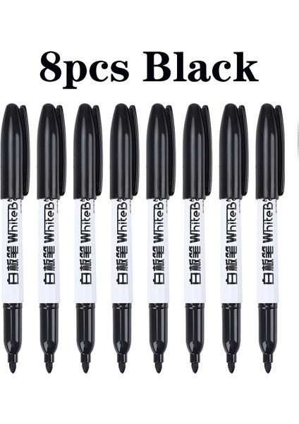8 Adet Siyah Stil 8 Adet Silinebilir Beyaz Tahta Kalemi Siyah Mavi Kırmızı Öğretmenler Büyük Kapasiteli Tahta Çocuklar Renkli Sulu Boya Tahtası Kalem (Yurt Dışından)