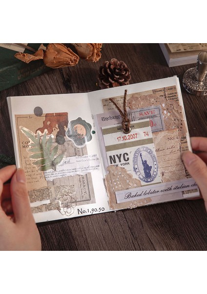F Stili Journamm Retro Etiketler Kitap Scrapbooking Dekorasyon Junk Günlük Yaratıcı Kırtasiye Kendin Yap Yapışkan Dekorasyon Malzemeleri Etiketler (Yurt Dışından) indirimleri