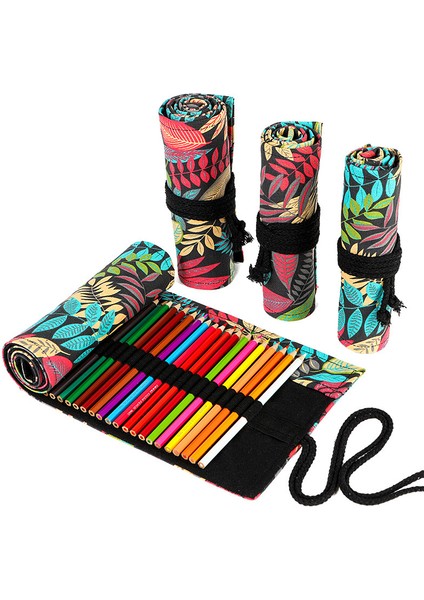 E-24 Delik Stili Renkli Kumaş Kalem Kutusu Makyaj Kalem Saklama Çantası Kalem Rulosu Okul Malzemeleri (Yurt Dışından) fiyatları