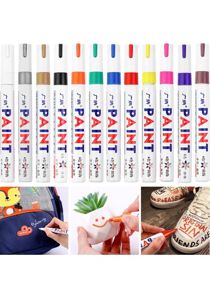 12 Renk Bir Set Stili 12 Renk/set Akrilik Boya Kalemi Kalıcı Sanat Taş Metal Cam Çakıl Su Geçirmez Fluoresan Düğün Albüm Grafiti (Yurt Dışından) indirimleri