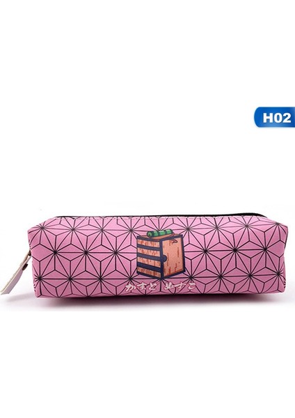 H02 Stili Anime Demon Slayer Kimetsu No Yaiba Kamado Tanjirou Kalem Kutusu Şirin Pu Fermuarlı Kalem Çantası Çocuklar Kırtasiye Hediye (Yurt Dışından)