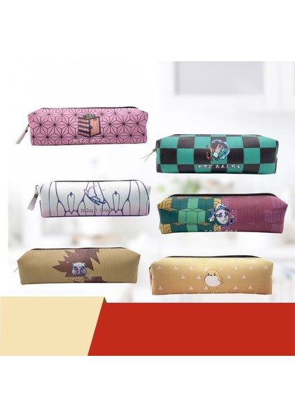 H02 Stili Anime Demon Slayer Kimetsu No Yaiba Kamado Tanjirou Kalem Kutusu Şirin Pu Fermuarlı Kalem Çantası Çocuklar Kırtasiye Hediye (Yurt Dışından) modelleri