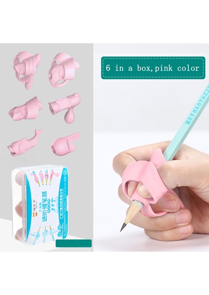 Pembe Set Stili Çocuklar Için Yazma Kalem Tutucu Kalemlik Silikon Kalem Yardım Kavrama Düzeltme Cihazı (Yurt Dışından)