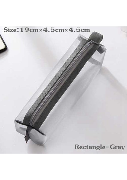 Dikdörtgen-Gri Tarzı Ofis Öğrenci Okul Kırtasiye Kalem Kutusu Makyaj Saklama Çantası Şeffaf Mesh Kalem Kutusu (Yurt Dışından)