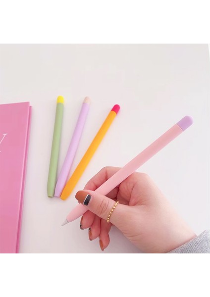 B-Turuncu Apple Pencil Için Kılıf Kalem Kutusu Renk Uyumlu Kılıf Anti-Kayma Anti-Düşme Kalem Kapağı (Yurt Dışından)