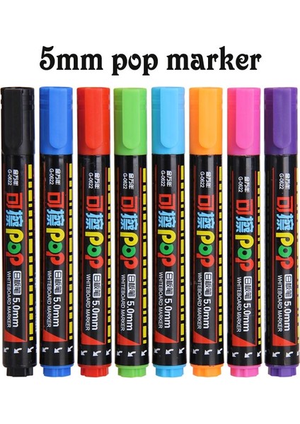 5mm 8 Renk Stili Genvana 8 Farklı Renkli Silinebilir Beyaz Tahta Kalemi Pop Markörleri Doldurulabilir Kalemler Uçlu Uç Düşük Koku Beyaz Tahta Silinebilir Kalemler (Yurt Dışından)