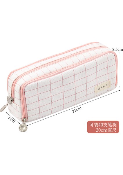 Pembe Izgara Stili Angoo Çift Taraflı Açılı Kalem Kutusu Kalem Çantası 3 Bölme Çok Renkli Izgara Noktalar Cep Saklama Pouch Kırtasiye Okul A6899 (Yurt Dışından) modelleri