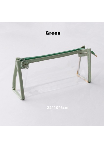 Yeşil Stil Şeffaf Üçgen Kalem Kutusu Kalem Çantası Morandi Renk Taşınabilir Depolama Kılıfı - Okul Kozmetik Için Su Geçirmez Tpu F645 (Yurt Dışından)