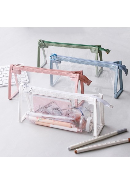 Yeşil Stil Şeffaf Üçgen Kalem Kutusu Kalem Çantası Morandi Renk Taşınabilir Depolama Kılıfı - Okul Kozmetik Için Su Geçirmez Tpu F645 (Yurt Dışından) modelleri