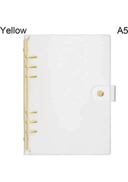 Sarı-A5 Tarzı A5 A6 Şeffaf 6 Halkalı Dosya Cebi Pvc Sevimli Masaüstü Depolama Dosyası Basit Yapraklı Defter Kapağı Klasör Okul Malzemesi (Yurt Dışından)
