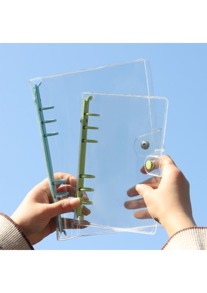 Sarı-A5 Tarzı A5 A6 Şeffaf 6 Halkalı Dosya Cebi Pvc Sevimli Masaüstü Depolama Dosyası Basit Yapraklı Defter Kapağı Klasör Okul Malzemesi (Yurt Dışından)