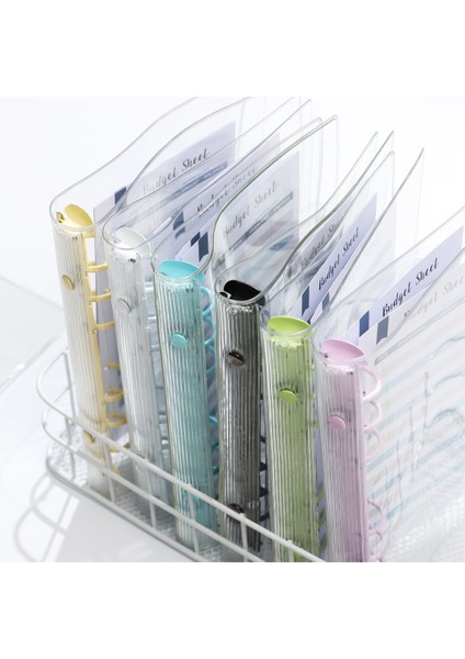 Sarı-A5 Tarzı A5 A6 Şeffaf 6 Halkalı Dosya Cebi Pvc Sevimli Masaüstü Depolama Dosyası Basit Yapraklı Defter Kapağı Klasör Okul Malzemesi (Yurt Dışından)