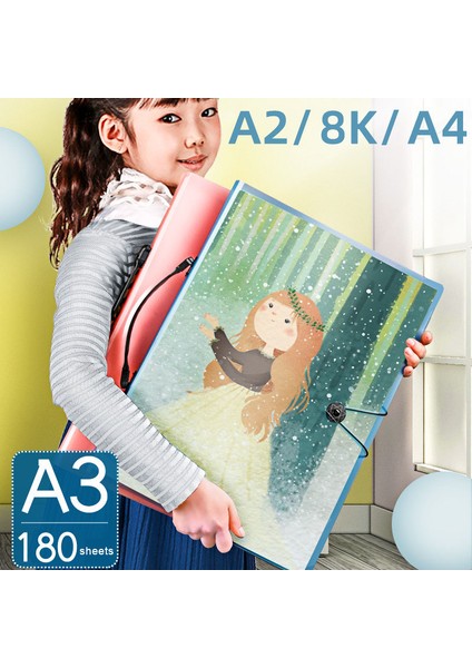40 Sayfa Taşınabilir D Stili A3 8k Depolama Resim Albümü Klasör Dosya Klasörü Depolama Düzenleyici Çocuk Sanat Çizim Kağıdı Koruma Ofis Klasörleri (Yurt Dışından)