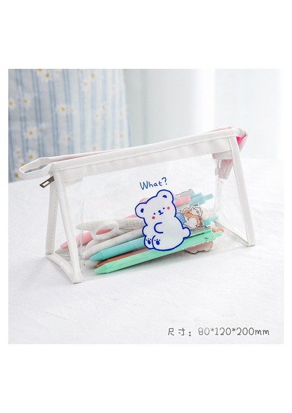 No.10 Tarzı Sevimli Ayı Hayvan Şeffaf Kalem Kutusu Ofis Için Büyük Kapasiteli Kalem Çantası Malzeme Escolar Kawaii Kırtasiye Okul Malzemeleri (Yurt Dışından)