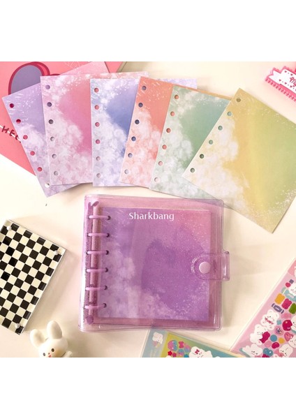 Mor Gökyüzü Set Stili 14,5X15CM Sharkbang A7 Kare Yapraklı Günlük Defter Glitter Günlük Ajanda Planlayıcı Pvc Bağlayıcı Kart Kitabı Hediye Seti Kırtasiye (Yurt Dışından) indirimleri