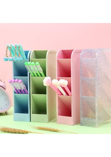 Küçük Bling Pembe Tarzı Sharkbang Sevimli Büyük Kapasiteli Masa Kalemlik Makyaj Saklama Kutusu Masaüstü Düzenleyici Standı Durum Okul Ofis Kırtasiye (Yurt Dışından) modelleri
