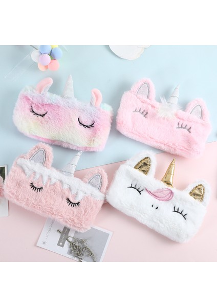 Açık Pembe Tarzı Kawaool Kız Erkek Kalem Kutusu Sevimli Unicorn Kırtasiye Kalem Çantası Peluş Kedi Kalem Kutusu Büyük Pencere Malzemeleri (Yurt Dışından) fırsatları