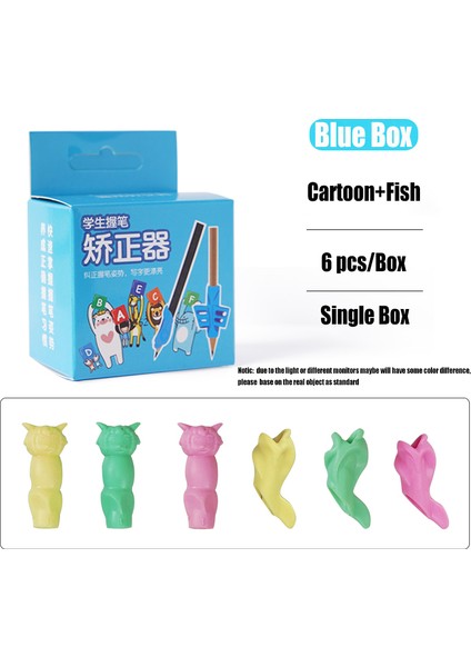 Karton ve Balık 6 Stili 6 Adet Parmak Kalem Tutma Pozisyonu Düzeltici Kalemtıraş Kalem Düzeltme Cihazı Seti Için Çocuklar Için (Yurt Dışından)