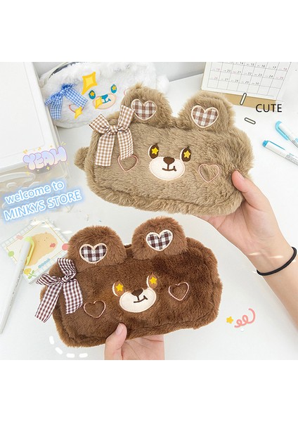 Haki Tarzı Yeni Gelen Kawaii Ayı Büyük Kapasiteli Peluş Kalem Kutusu Sevimli Kalemlik Çanta Çocuk Hediye Okul Kırtasiye - Türkçe (Yurt Dışından) fırsatları