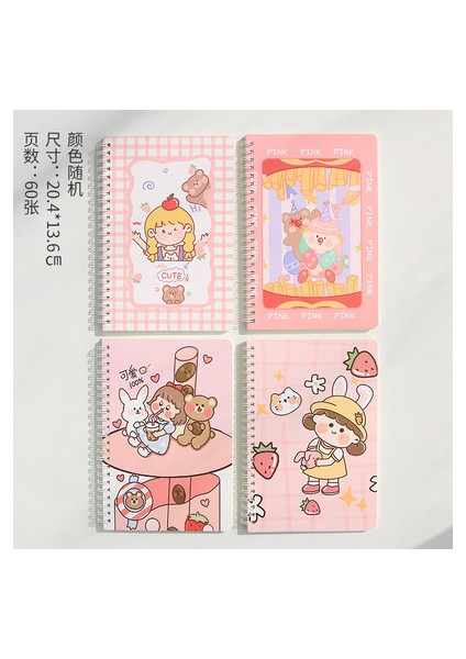H Rastgele 1pc Stili Sevimli Karikatür A5 Spiral Defter 60 Sayfa Kawaii Tavşan Ayı Günlük Haftalık Planlayıcı Not Defteri Zaman Organizatörü Okul Malzemeleri Bloknot (Yurt Dışından)