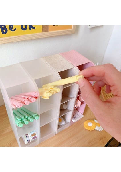 Altın Tarzı Sevimli Macaron Renkli Masaüstü Kalem Tutucu Organizatör Kalem Makyaj Fırça Saklama Kutusu 4 Bölme Kozmetik Organizer Kutuları (Yurt Dışından) indirimleri