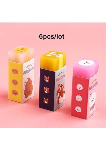 Hayvan 6 Adet Tarzı Köpek Kawaii Kauçuk Silgi Kalem Düzeltme Aracı (Yurt Dışından)