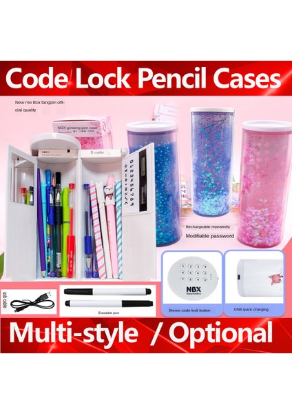 Stil 1 Stil Kod Kilidi Kalem Kutusu Nbx Şifreli Kalem Kutusu Büyük Kapasiteli Kırtasiye Kutusu Çok Fonksiyonlu Silindirik Kalem Kutusu (Yurt Dışından) fiyatları