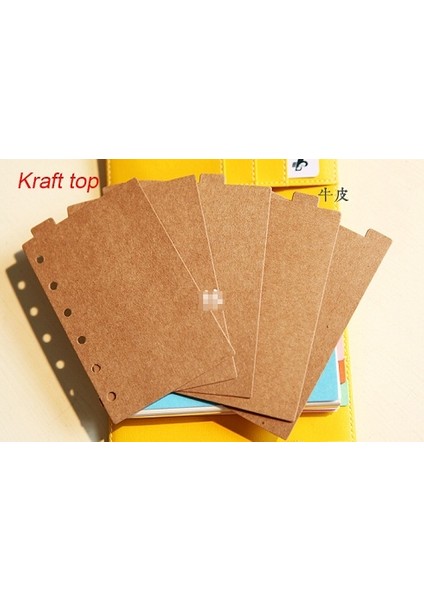 Kraft Üst Stili A5 6 Delik Planner Günlük Ayırıcıları Üst Sekme A5 A6 A7 B5 A4, Siyah Kraft Beyaz Indeks Ayırıcı Kağıt Dashboard (Yurt Dışından)