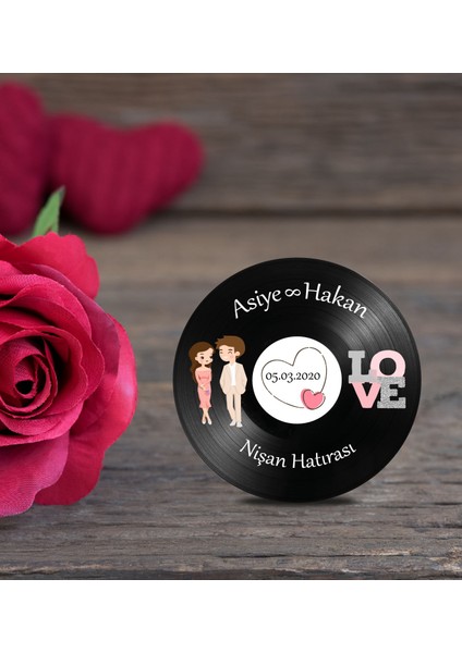 Isme Özel Ahşap Plak Magnet Söz Nişan Hatırası 50 Adet Standart