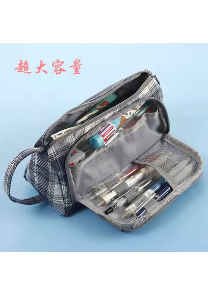 Mavi Gri Tarzı Basit Kalem Kutusu Çanta Poch Kız Kadın Kozmetik Sevimli Yüksek Kapasiteli Kırtasiye Çantası Kawaii Öğrenciler Kalem Kutusu Öğrenci Poch (Yurt Dışından)