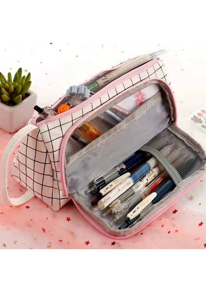 Mavi Gri Tarzı Basit Kalem Kutusu Çanta Poch Kız Kadın Kozmetik Sevimli Yüksek Kapasiteli Kırtasiye Çantası Kawaii Öğrenciler Kalem Kutusu Öğrenci Poch (Yurt Dışından) fiyatları