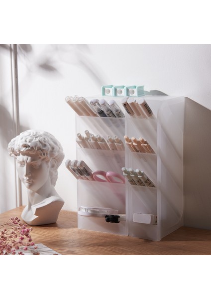 20X5X9CM Stili Kalemlik Masa Düzenleyici Kırtasiye Fırça Standı Aksesuar Masaüstü Kalem Kutusu Makyaj Düzenleyici Depolama Ofis Okul Malzemeleri (Yurt Dışından) fırsatları