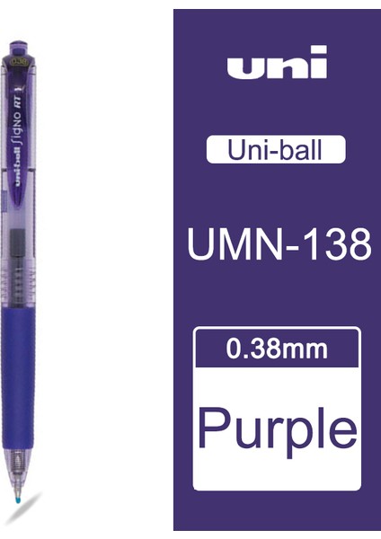 Mor Tarzı Japonya'da Üretilen Ultra Ince UMN-138 Mitsubishi Uni-Ball Signo Rt Geri Çekilebilir Jel Kalem Pena - E-Ticaret Başlığı (Yurt Dışından)